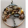 Pendant Necklaces Tree Of Life Tiger Eye Labradorite Lapis Lazuli Howlite Tourmaline Bead 1pcs WB990