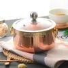 Soup Stock Pots 1418cm Pure Copper Pot with Glass Lid Golden Stew Steam Purple Deep Casserole Steamer Handmade pot 230711