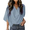 Women's Blouses Casual Draped Soil Color Tops Blouse Summer Sale V-Neck Flared Sleeve Womens Commute Loose Shirt Top 2023