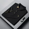 Polos pour hommes mode haut de gamme en coton mercerisé Polo à manches courtes revers haut 2023 été abeille broderie T-shirt porter M-4XL