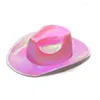 NOUVEAU Space Cowboy Hat Neon Sparkly Glitter Shiny Caps Holographic Rave Fluorescent Hats Halloween Costume Party Accessoires