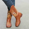 Boots Sun Flowers Sewn Flower Denim Winter Women's Shoes 2023 Embroidered Vintage Roman Western Women's Shoes L230712