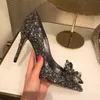 Отсуть туфли 2023 EST High Heel насосы заостренные ноги женщины Хрустальная вечеринка Свадьба 5 см 7 см 9 см 230711