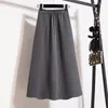 Skirts Qiukichonson 3XL Oversize Grey Black Midi Long Womens Maxi Skirt Spring Summer Office Lady High Waisted Pleated