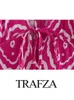 Casual Dresses TRAFZA Summer Deep V Neck Waist Front Tie High Ultra Short Women's Miniskirt Dress Fashion Printed