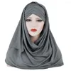 Etnische Kleding Moslim Instand Sjaal Hijab Sjaal Islamitische Hoofddoek Een Stuk Hijaabs Capuchon Hoofd Wrap Effen Tulband Volledige Cover Kriskras