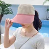 Breite Krempe Hüte Sommer Sonne Für Frauen Faltbare Patchwork Stroh Hut Große Visier Suncreen Floppy Cap Weibliche Outdoor Radfahren Baseball caps