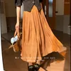 Saias Sweet Mercerized Temperament Skirt Women For Summer Slim-Fit Mid-Length A- Line Pendant Elegant plissado