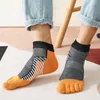 Calcetines para hombre, 5 par/lote, punta de verano para hombre, cinco dedos, algodón fino, malla de tobillo, transpirable, deporte que absorbe el sudor