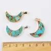 Pendant Necklaces 5PCS Moon Shape Natural Semi-Precious Stone Boho Turquoise Charm DIY Necklace Jewelry Making Women Accessories Wholesale