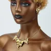Серьги ожерелья устанавливают африканские роскошные золотые ожерелья -кольевые ожерелья для браслетов кольца набор бразильских женских эфиопских ювелирных ювелирных украшений