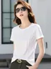 Women's T Shirts Women Cotton T-shirt Summer Fashion Bright Line Decoration O-Neck Short Sleeve Tees Tops Casual Simplicity Basic