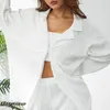 女性のツーピースパンツ服女性ファッション 2 衣装長袖ブロードホワイトピンクブルースーツとカソールセット