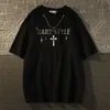 남자 Tshirts American Retro Cross 인쇄 남성과 여성을위한 짧은 슬리브 Tshirts 세련된 느슨한 디자인 거리 애호가 셔츠 230711