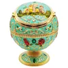 Vindtät hushåll Askfack Vintage Zinklegering Blomma Mönster Globe Cigarett Ashtray Lid Tabltop Portable Home Decor Ashtrayer