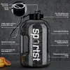 Water Bottles Large Capacity Water Bottle with Scale Handle Pc Material Outdoor Sports and Fitness Beverage Gallon Bottle Free of Bisphenol A 230711