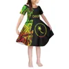 Casual Dresses Kids Custom Design Dress Polynesian Tribal Clothing CHUUK Red Pattern All Print Loose For 4-14 Years Girl Clothes