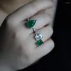 Alianças de casamento Anel de luxo para mulheres Cubic Zirconia Geometry Fusion Stone Ajustável Bridal Finger Engagement CZ Fashion Jewelry