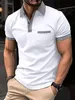 メンズポロ夏カジュアルポロシャツ Tシャツ千鳥チェックソリッドカラービジネス通気性ラペル半袖 230712