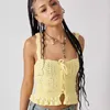 Women's Tanks Women Y2k Crochet Knit Sweater Vest Sexy Sleeveless V Neck Button Down Crop Top Hollow Out Open Front Tank Summer Streetwear