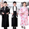 Novos meninos negros japoneses quimono criança guerreiro espadachins tradicionais Yukata criança performance de palco roupas cosplay 300O