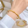 Lien Bracelets En Acier Inoxydable Bambou Bracelet Dames Réglable Bonne Fortune Manchette D'or Ouvert Bracelet Chinois Bijoux Pulseras