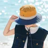 Berets 2023 Korean Style Children's Hat Fashion Letter Baby Big Brim Sun-Probroof Sun Outdoor Windproof