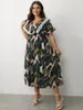 Plus Size Dresses 2023 Chubby Women's Short Sleeves Dressess 4XL Long Maxi Prairle Chic Elegant Dresse Lace Printed Casual Clothes