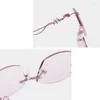 Sunglasses Women Rimless Reading Glasses Rhinestone Decoration Spiral Anti Blue-ray Elegant Eyeglasses Eyewear For Woman 2023