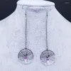 Boucles d'oreilles en peluche 2023 arbre de vie en acier inoxydable à cristal naturel violet