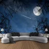 Tapeçarias Floresta Estrelada Vista Noturna Lua Paisagem Parede Tapeçaria Arte Decorativa Cobertor Cortina Pendurada Casa Quarto Decoração Sala R230710