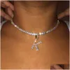 Подвесные ожерелья Кристалл начальное теннисное ожерелье для женщин - заявление алфавит с 26 буквами в стиле кокера