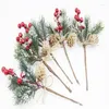 Decorative Flowers DIY Christmas Decoration Wreath Materials Xmax Tree Window Home Ornaments Accessories Cedar Rope Red Berry Bouquet