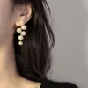 Dangle Oorbellen Vintage Trendy Gesimuleerde Parel Kwastje Drop Voor Vrouwen Mode Barokke Onregelmatige Geometrische Bowkont Goud Kleur Earing 2023