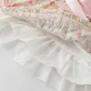 Vestidos de menina recém-nascido de algodão princesa vestido floral com boné infantil espanhol vestido vintage festa roupas de aniversário 0-2YHKD230712