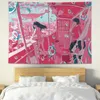 Tapestries stil illustration teen indie sovrum vägg dekoration tapestry vägg hängande anime rosa rum dekor affischer