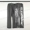 Men's Pants High Street Fashion Hellstar L Blue Grey Mud Print Retro Network Red Horn Casual Pants T230712