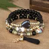 Strand Bohemian Heart Stone Pendão Charm Bracelets Set Women Ethnic Fatima Hand Flower Beads Chain Bangle Feminino Boho Jóias Presente