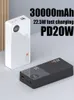 30000mAh Power Bank PD 20W Ricarica rapida Batteria di emergenza esterna Portatile Powerbank ausiliario esterno di ricambio 20000mAh QC3.0 L230712
