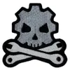 Billigt Skull Bone Tool Broderat Iron On Patch Jacka Emblem 100% Broderi Applikation Badge 8 7cm 8cm G0042 245j