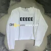 Lüks kadınlar örgü kadınlar tişörtlü mektup içi boş uzun kollu yuvarlak boyun üstleri tasarımcı gündelik gömlek sweatshirts238p