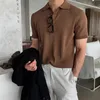 Men's TShirts 2023 Clothing Luxury Knit Polo Shirt Casual Striped Button Down Solid Color Short Sleeve TShirt for Men Breathable M3XL 230711