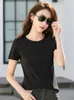 Women's T Shirts Women Cotton T-shirt Summer Fashion Bright Line Decoration O-Neck Short Sleeve Tees Tops Casual Simplicity Basic
