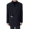 Men's Suits Men Suit Coat Clothes Pin Decor Anti-wrinkle Solid Color Long Sleeves Streetwear