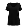 Active Shirts Women T-Shirt Summer Solid Tops Short Sleeve Tees Femme With Pocket Rayon Cozzy Basic Clothes Camisetas De Mujer Black White