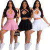 Work Dresses 2023 Sexy Girl Nightclub Women's Clothing Sneaky Design Speed Cutout Halter Cross Skirt 3 Color Suit