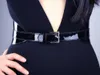 Cinture Cintura larga Paziente Pelle Shine Black Obi Girdle Corset Cummerbund Cintura