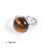 Solitaire Ring 10Mm 12Mm Natural Gem Stone Tiger Eye Howlit Finger Rund Kristall Onyx Koppar Öppen Ändra storlek Festringar Dro Dhrjn