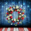 Decorative Flowers 4th Of July Artificial Flower Wreath Garland Independence Day Hanging Ornament Front Door