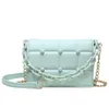 Вечерние сумки Mint Green Trending Big Chain Soft Pu Кожаное плечо для женщин 2023 Простая небольшая роскошная дизайнерская сумочка сплошная клетка